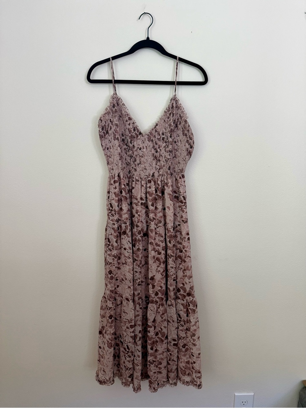 Aritzia Spaghetti Strap Floral Maxi Dress in Dusty Rose